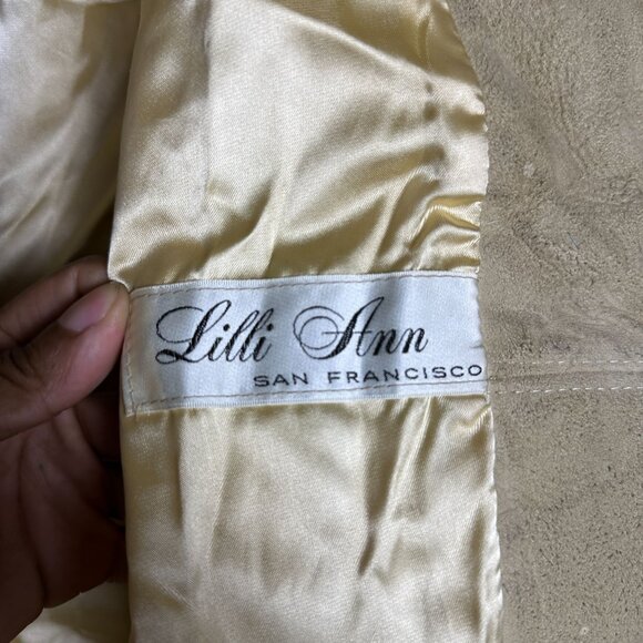 VTG Lilli Ann Faux Fur Trench Belt Rope Coat Jacket Women OS England Made 90s - Picture 4 of 16